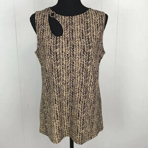 NWT Nine West Black/Khaki Sleeveless Knit Top‎ Women’s M